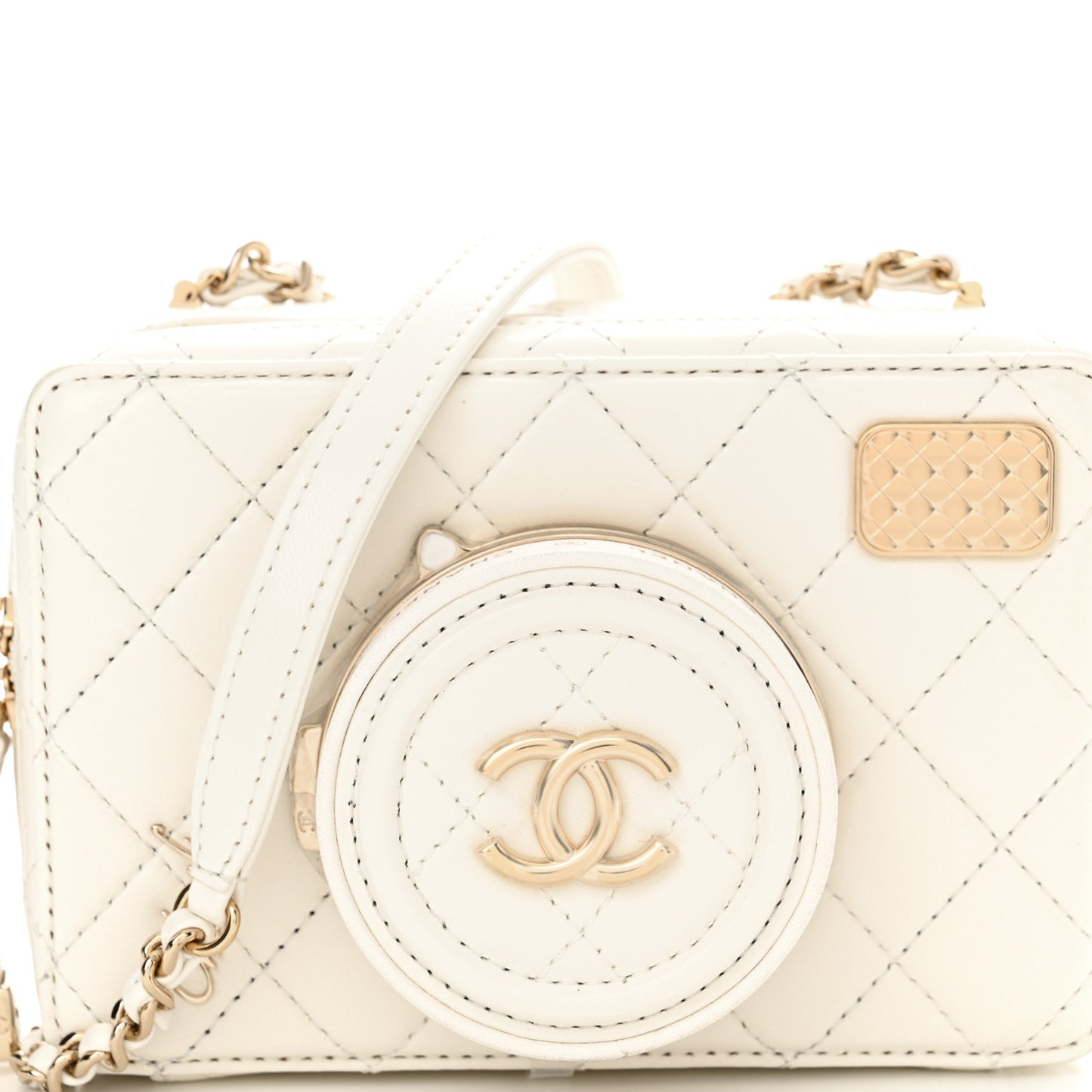 Lambskin Quilted Coco Click Bag White