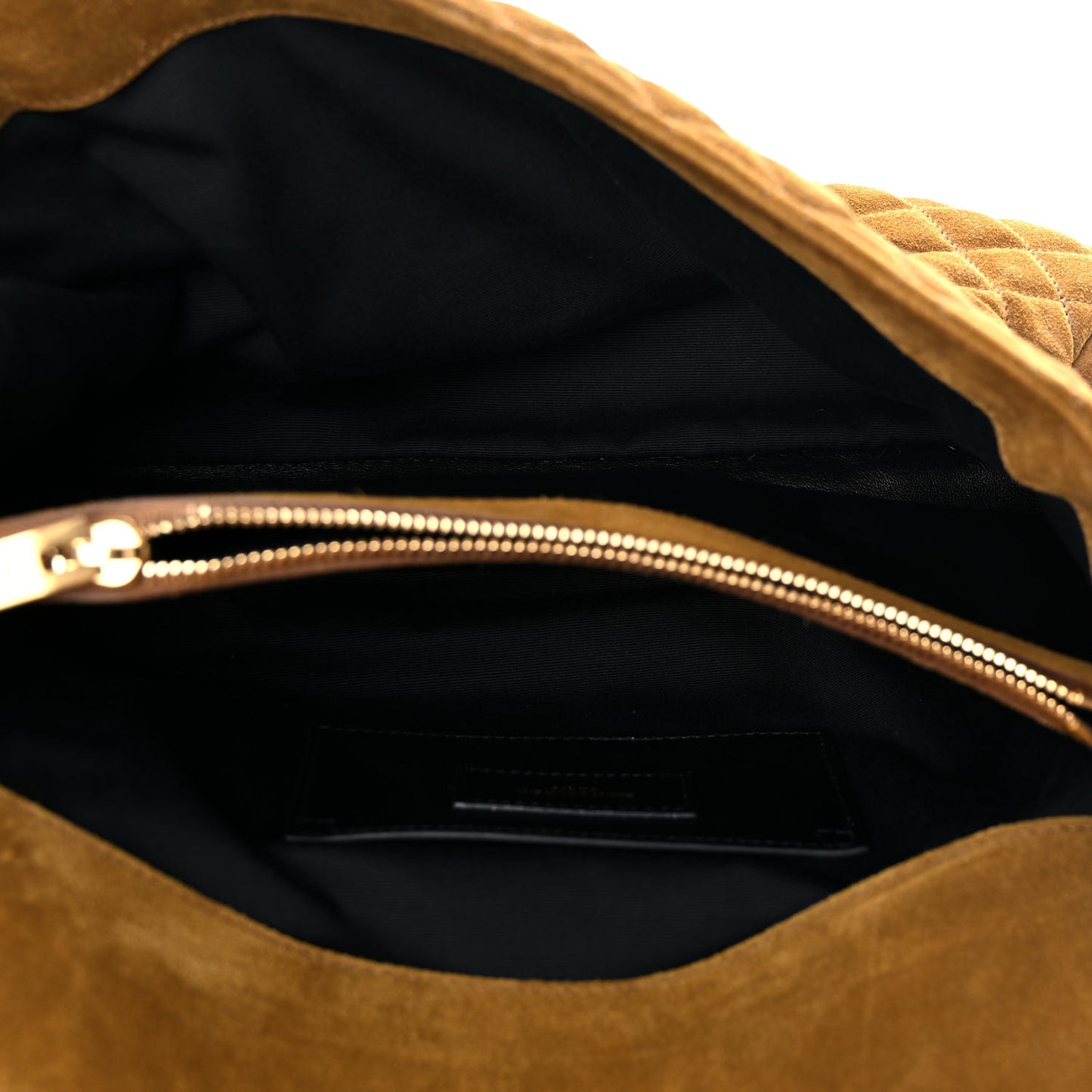 Suede Mixed Matelasse Tri-Quilt Large Monogram Envelope Satchel Brown