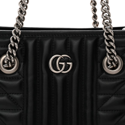 Gucci Calfskin Matelasse Aria Small GG Marmont Shoulder Tote Black 8 of 13