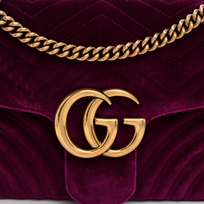 Gucci Velvet Matelasse Medium GG Marmont Shoulder Bag Fuchsia Violet Cyclamen 8 of 10