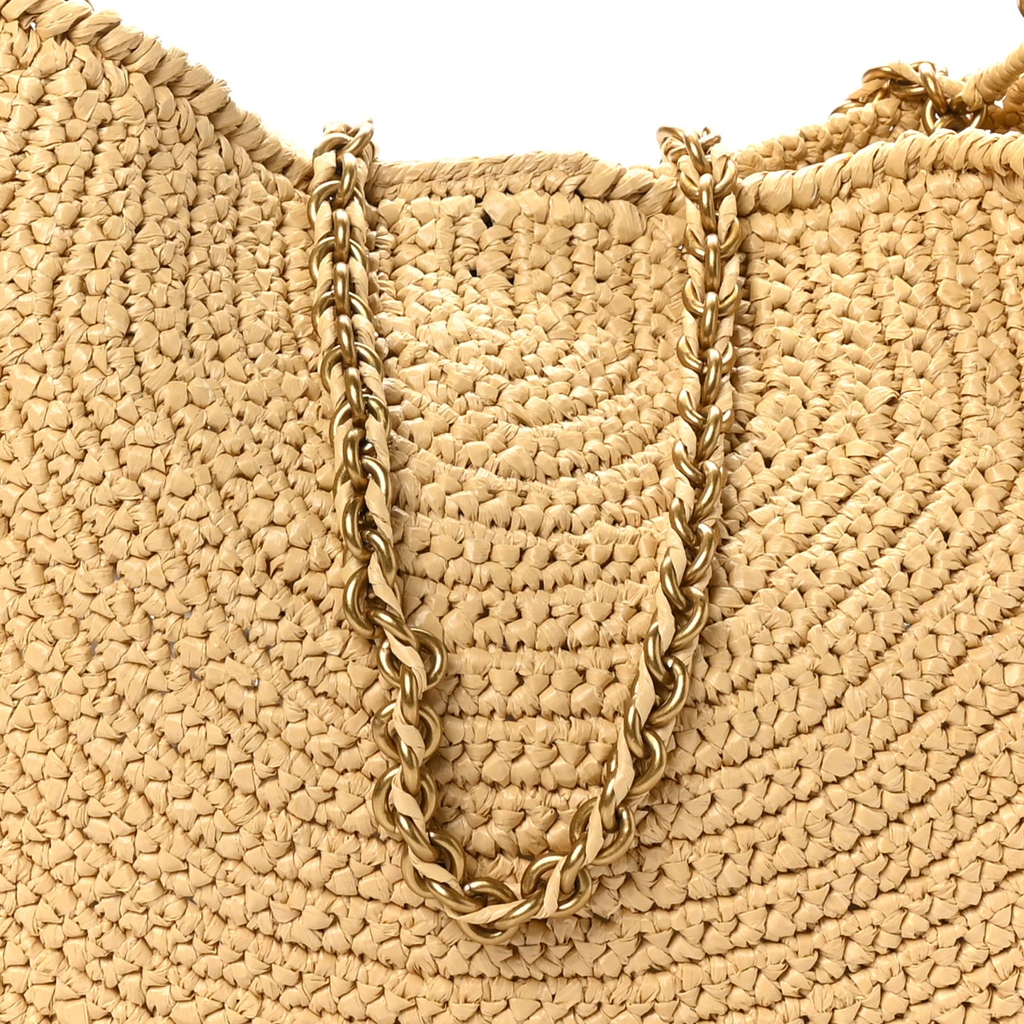 Raffia Crochet Sardine With Chain Bag Natural Fondant