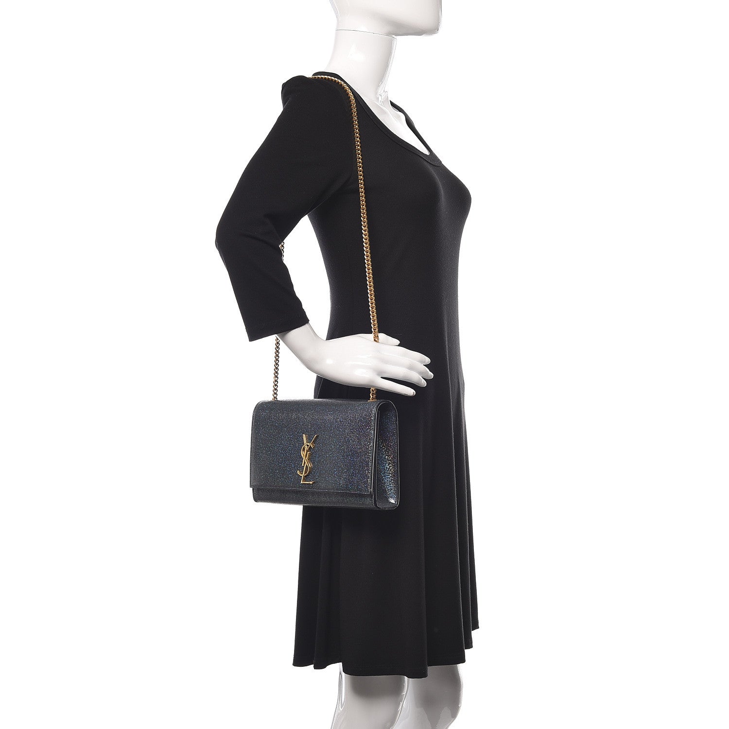 Saint Laurent Grain De Poudre Medium Classic Monogram Kate Satchel Graphite 2 of 10
