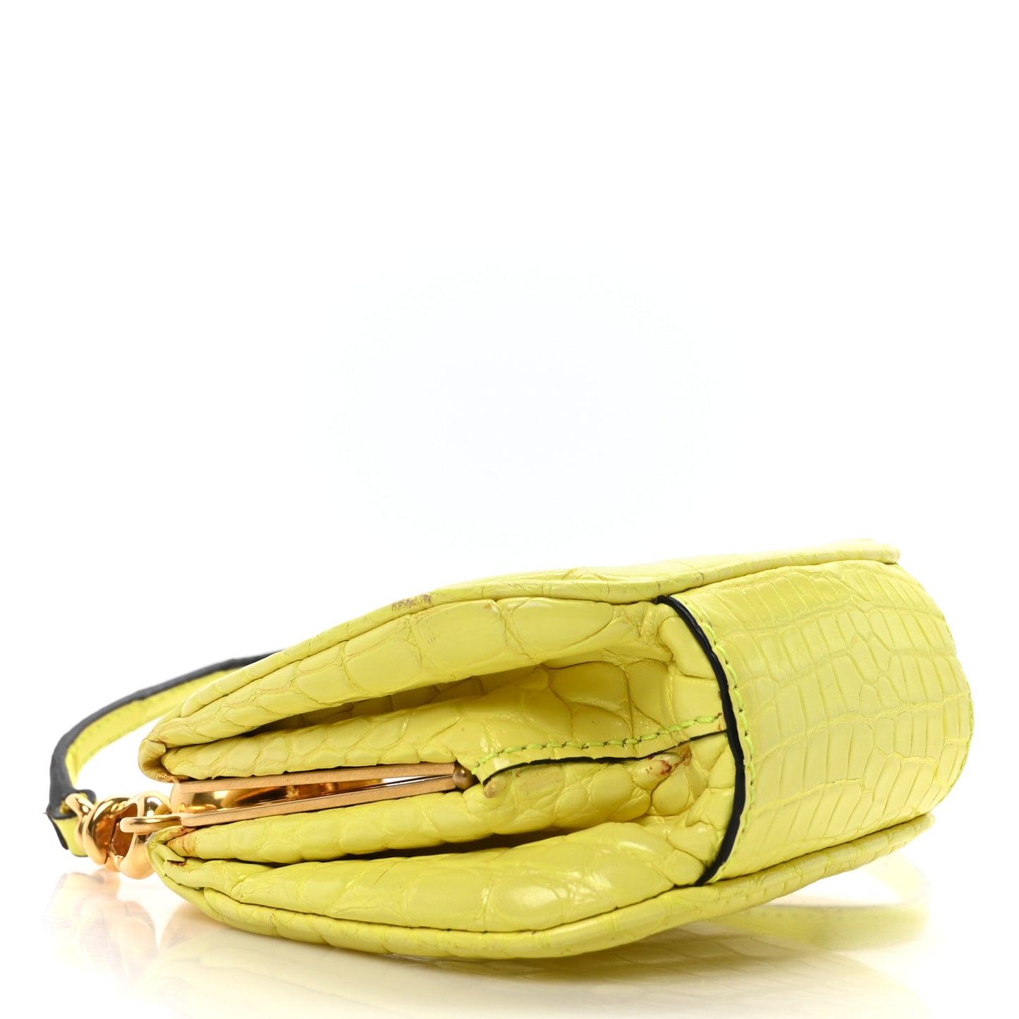 Alligator Mini Frame Bag Neon Yellow