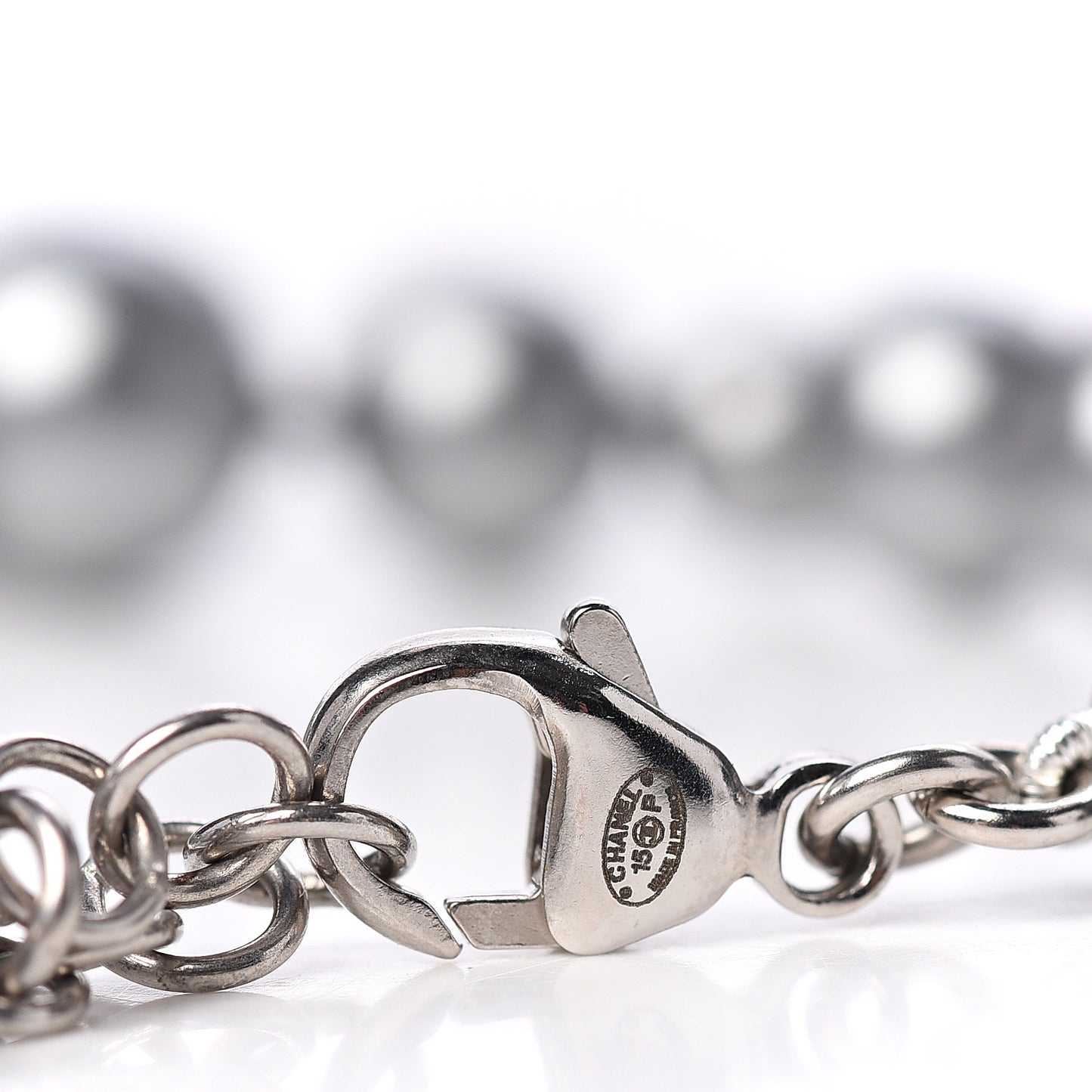 Crystal Pearl CC Bracelet Grey Silver
