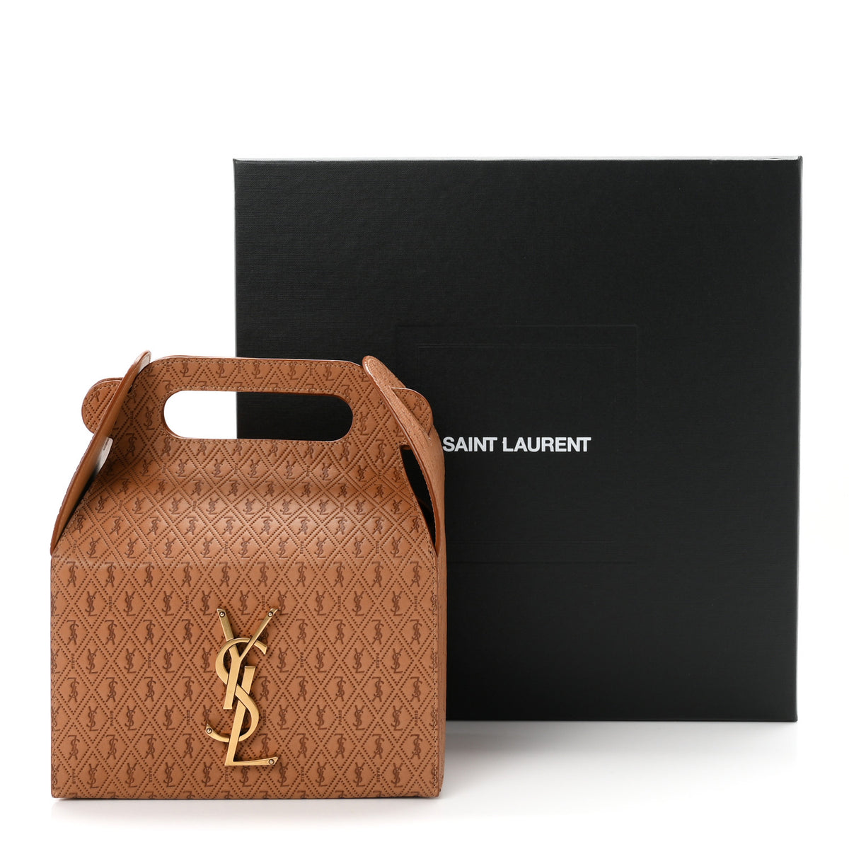 Calfskin Monogram Take Away Box Dusty Vintage Brown Gold