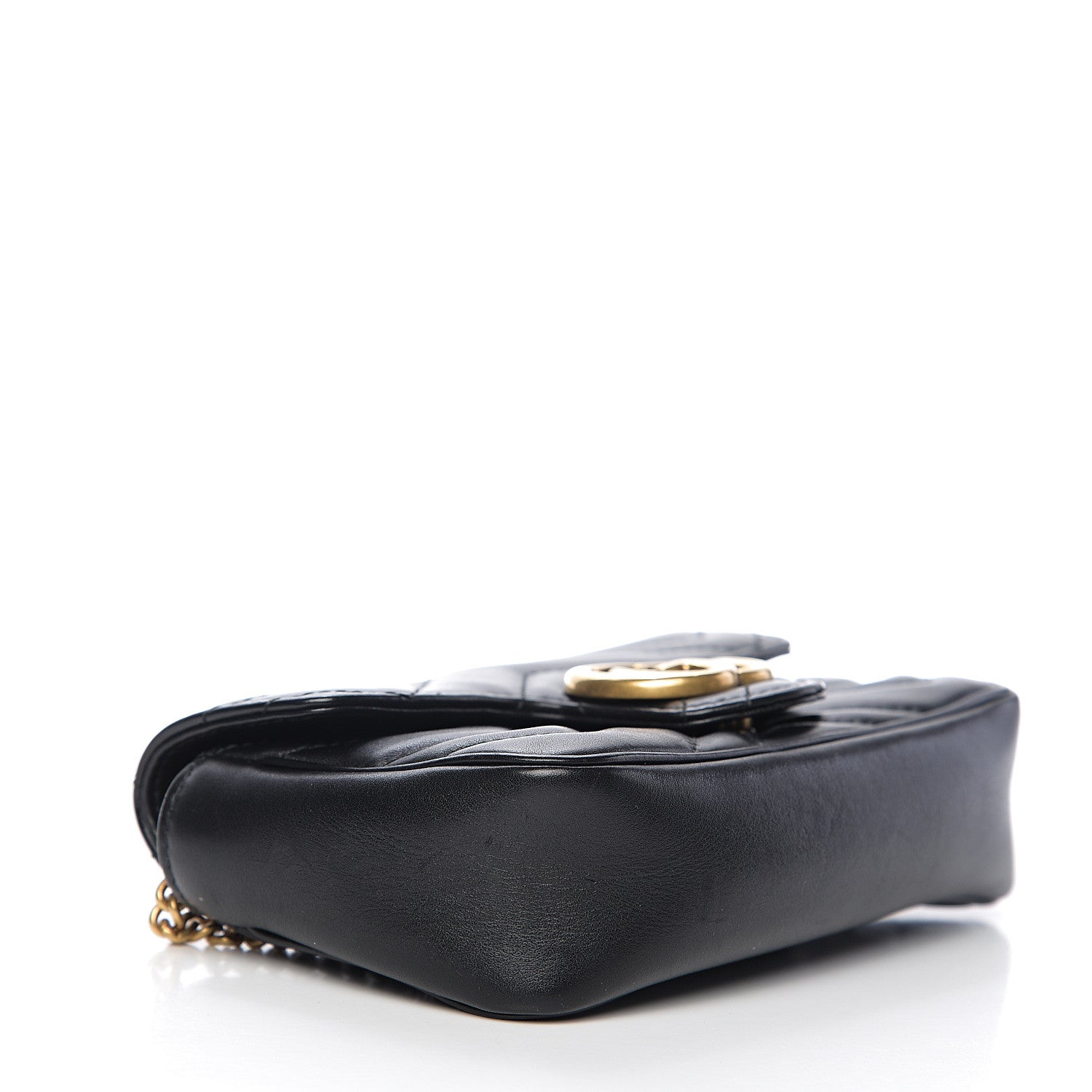 Gucci Calfskin Matelasse Super Mini GG Marmont Shoulder Bag Black 3 of 9