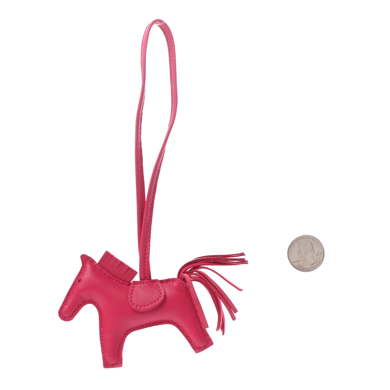 Hermes Milo Lambskin Grigri Rodeo Horse Bag Charm PM Rose Mexico 2 of 5