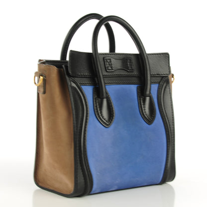 Celine Nubuck Smooth Calfskin Nano Tri-Color Luggage Royal Blue 3 of 7