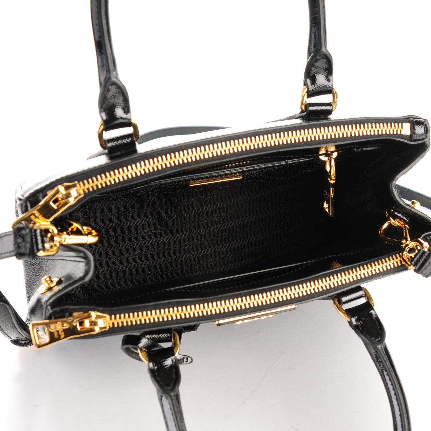 Prada Saffiano Vernice Mini Galleria Double Zip Tote Black 5 of 8