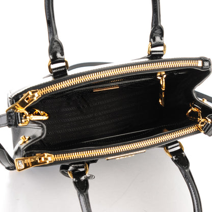 Prada Saffiano Vernice Mini Galleria Double Zip Tote Black 5 of 8