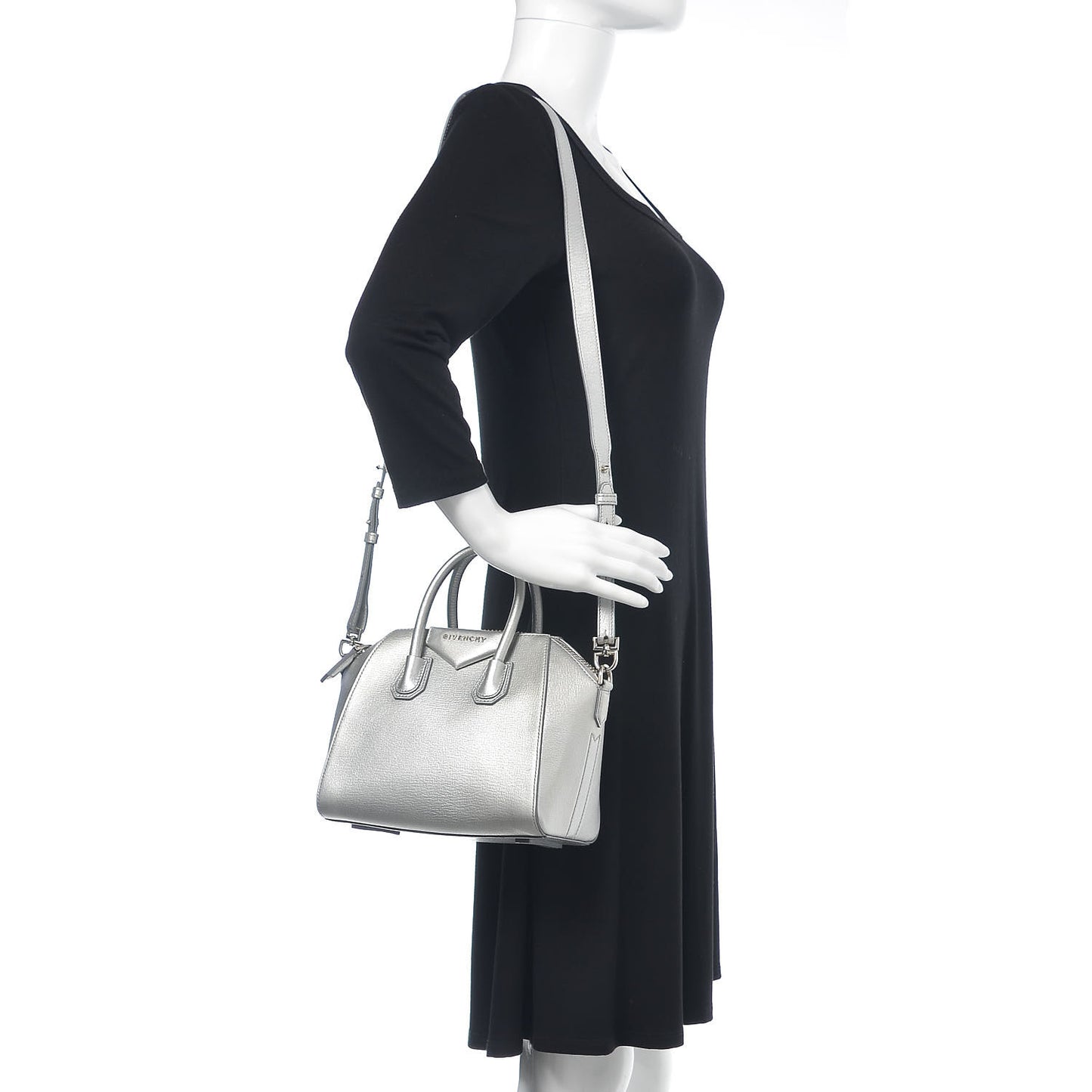 Metallic Sugar Goatskin Mini Antigona Silver