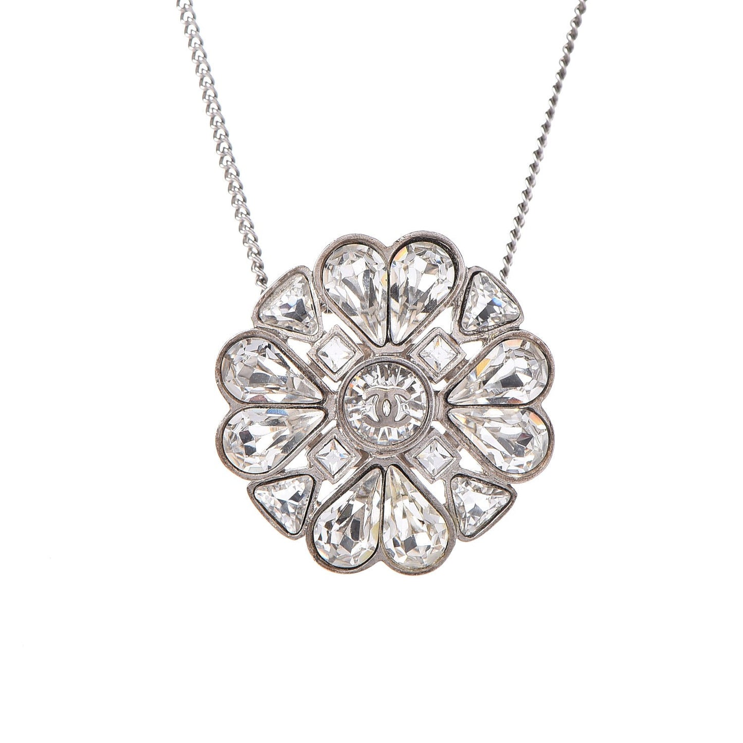 Crystal Strass CC Necklace Silver