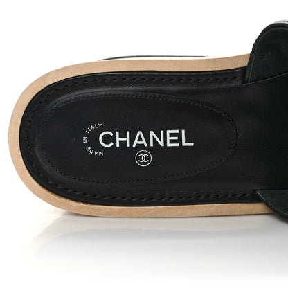 Chanel Lambskin CC Flat Slide Sandals 37 Black 7 of 8