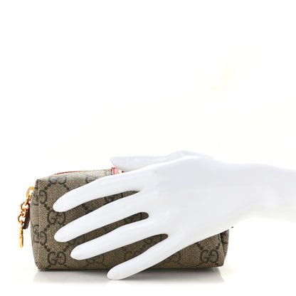 Gucci Soft GG Supreme Monogram Calfskin Small Ophidia Cosmetic Case Beige Ebony Hibiscus Red 2 of 8