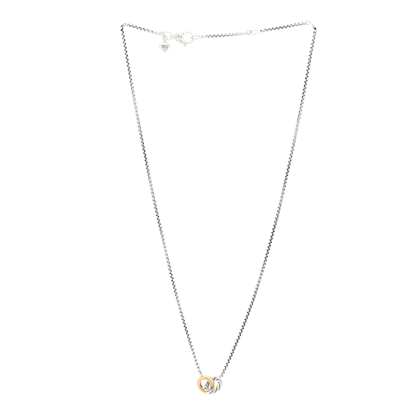 Sterling Silver 14K Yellow Gold Petite Cable Linked Pendant Necklace
