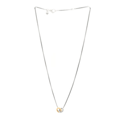 David Yurman Sterling Silver 14K Yellow Gold Petite Cable Linked Pendant Necklace 3 of 4