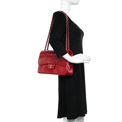 Chanel Alligator Jumbo Double Flap Red 2 of 12