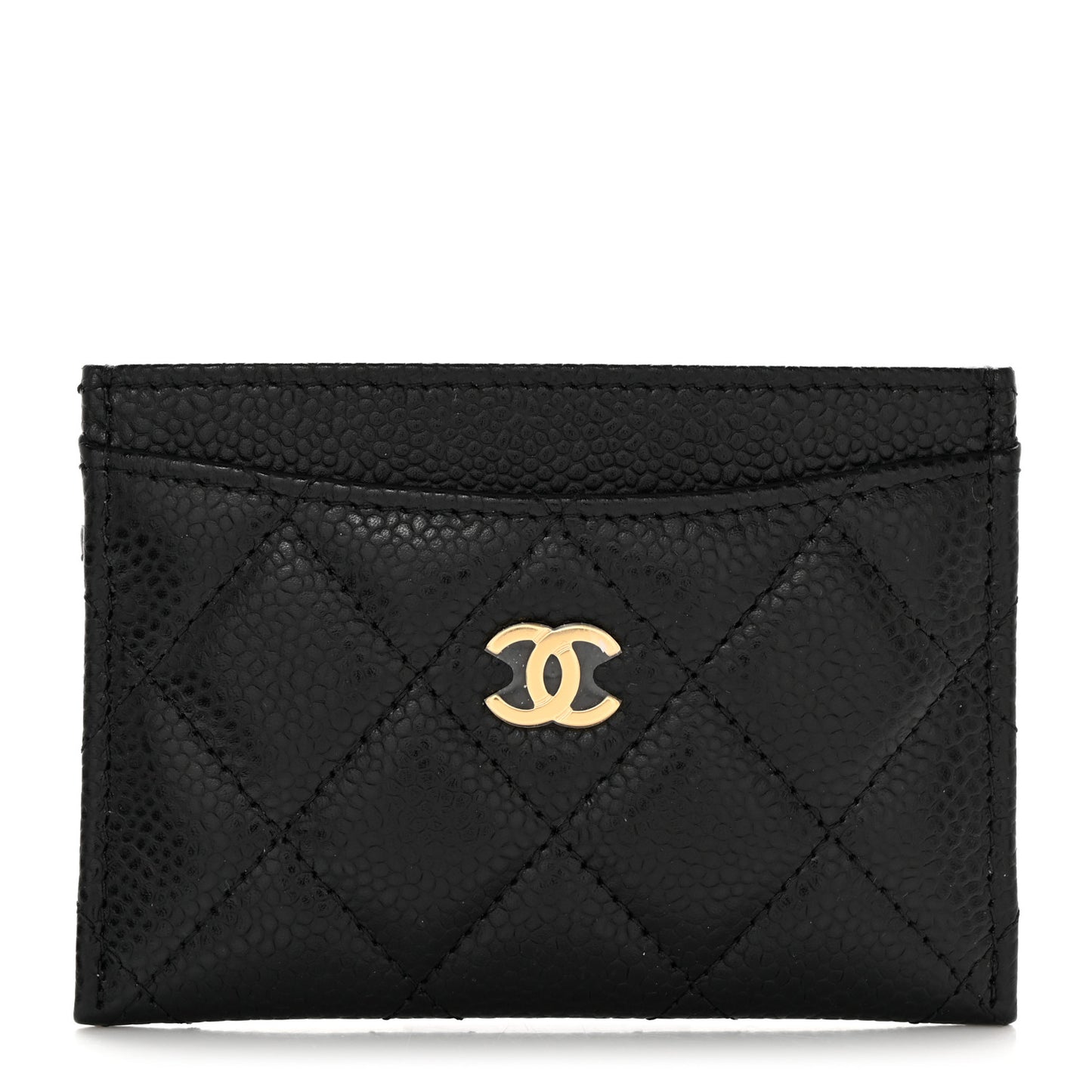 Caviar Quilted Card Holder Black