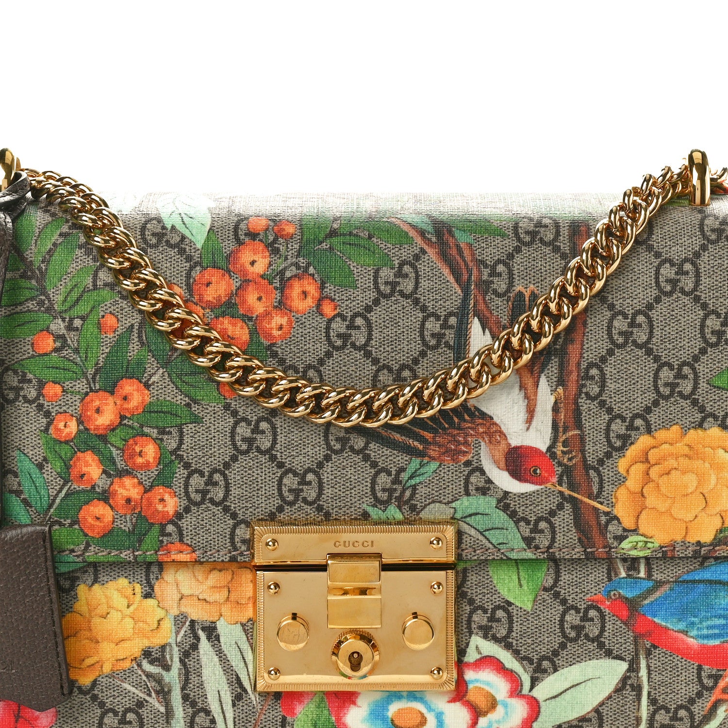 Gucci GG Supreme Monogram Tian Medium Padlock Shoulder Bag Beige Multicolor New Acero 8 of 10