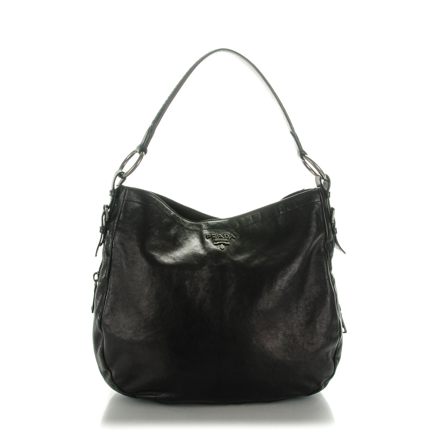 Glace Calf Zip Around Hobo Nero Black