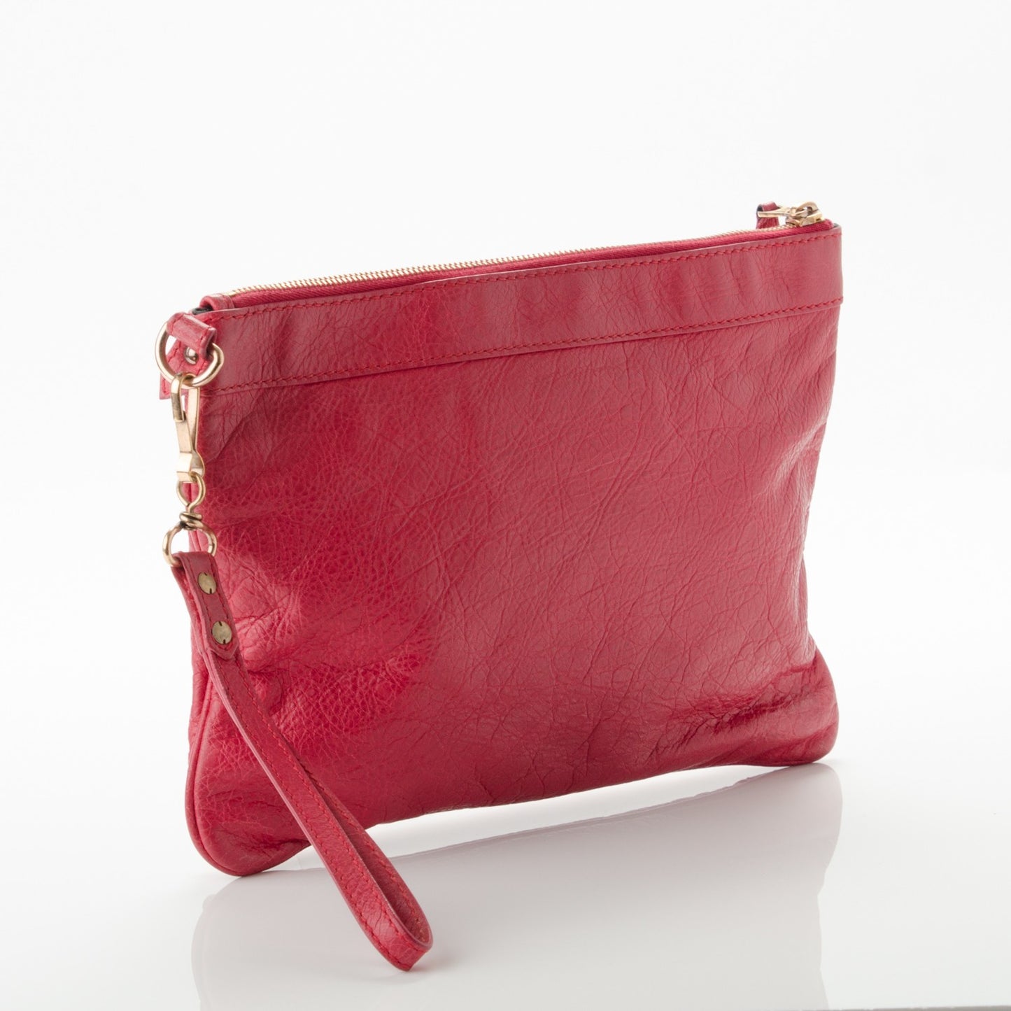 Agneau Giant 12 Rose Gold Hardware Flat Handle Clutch Rose Thulian