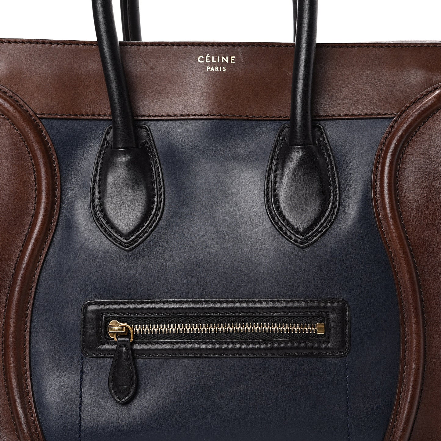 Smooth Calfskin Mini Tri-Color Luggage Navy