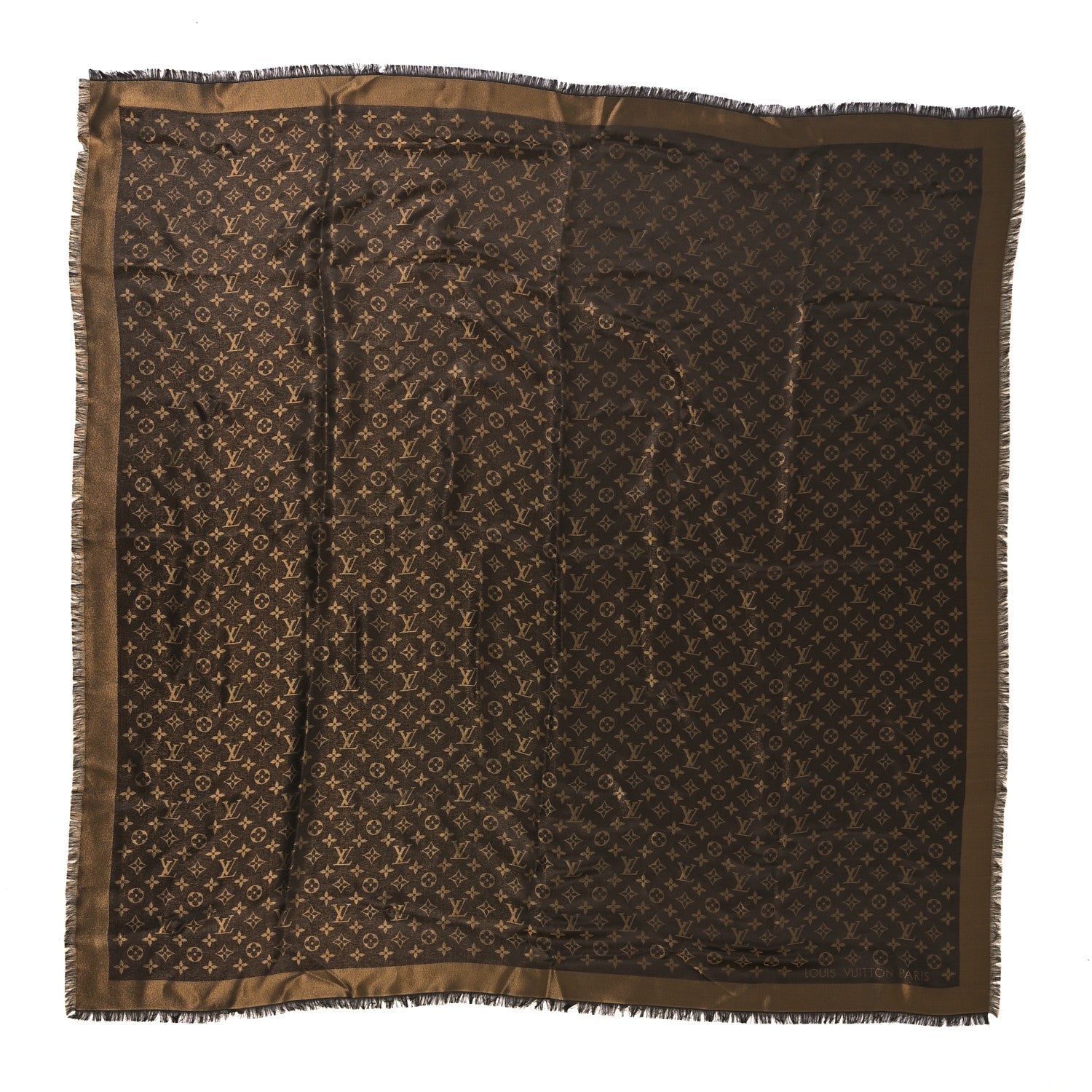 Louis Vuitton Silk Lurex Wool Monogram Shine Shawl Marron 1 of 3