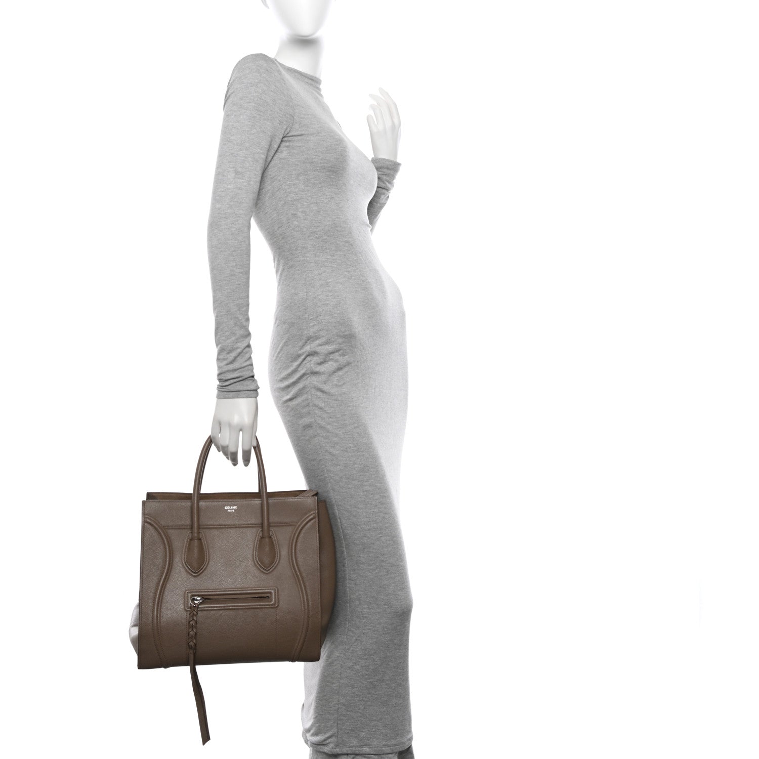 Celine Grained Calfskin Medium Phantom Luggage Taupe 2 of 22