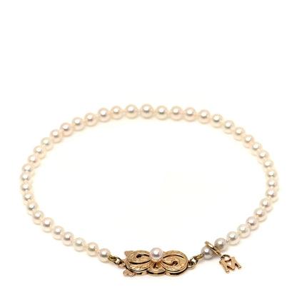 Mikimoto 18K Yellow Gold Akoya Pearl 3.5-4mm Strand Bracelet 1 of 5