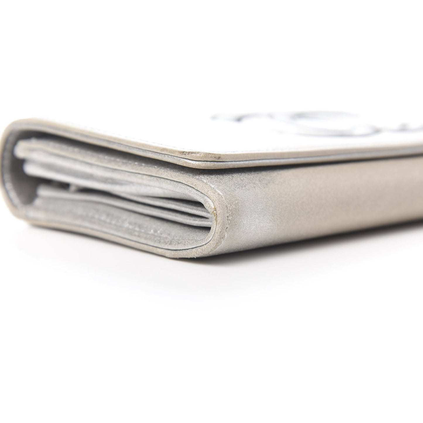 Lambskin Large CC Flap Wallet Silver