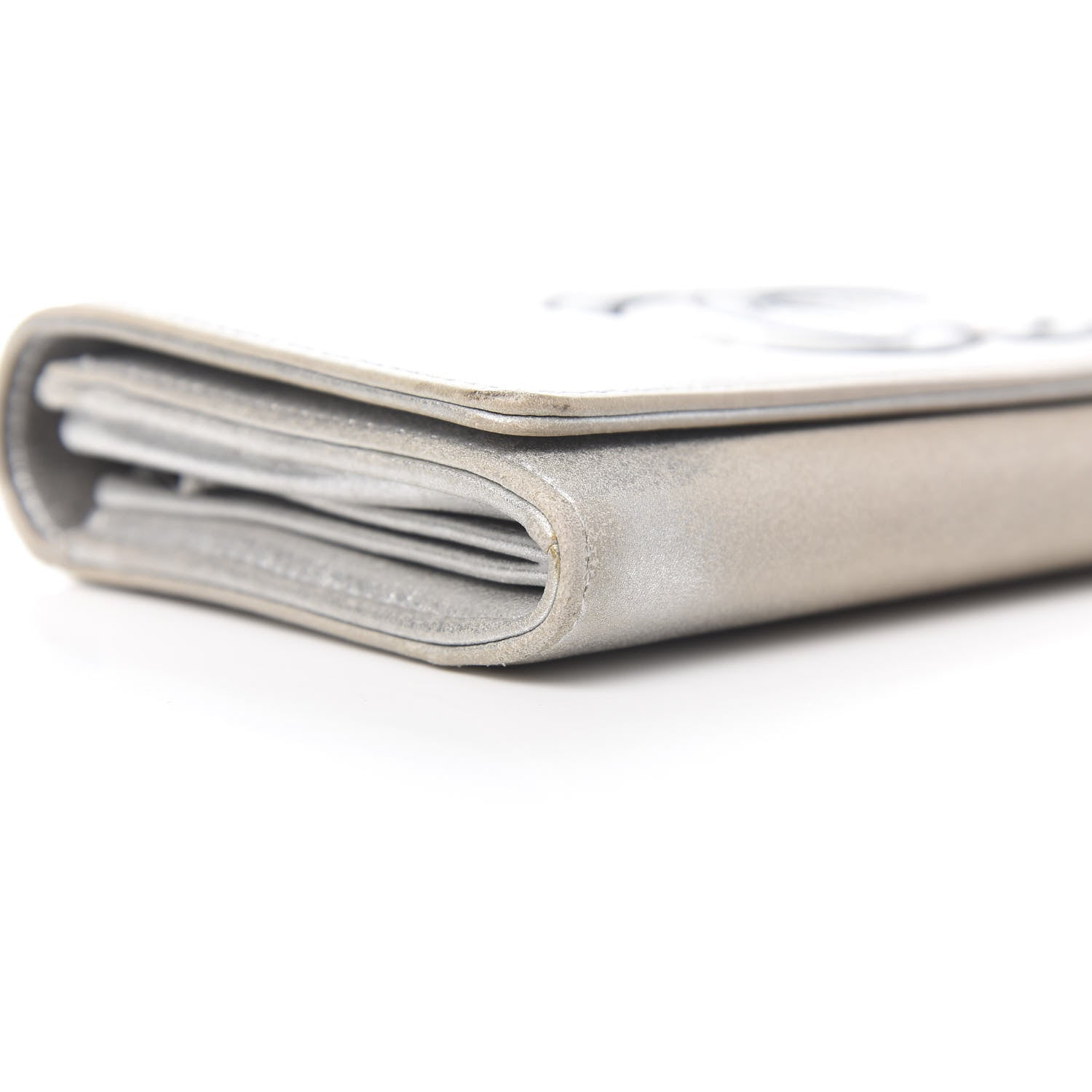 Chanel Lambskin Large CC Flap Wallet Silver 10 of 15