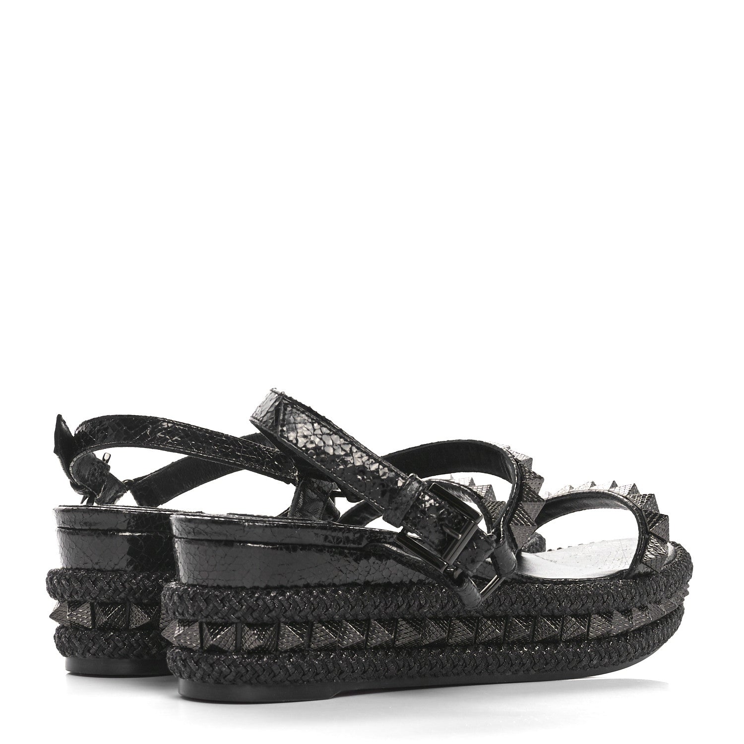 Christian Louboutin Snakeskin Pyraclou 60 Platform Sandals 38 Black 4 of 7