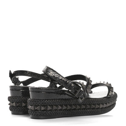 Christian Louboutin Snakeskin Pyraclou 60 Platform Sandals 38 Black 4 of 7