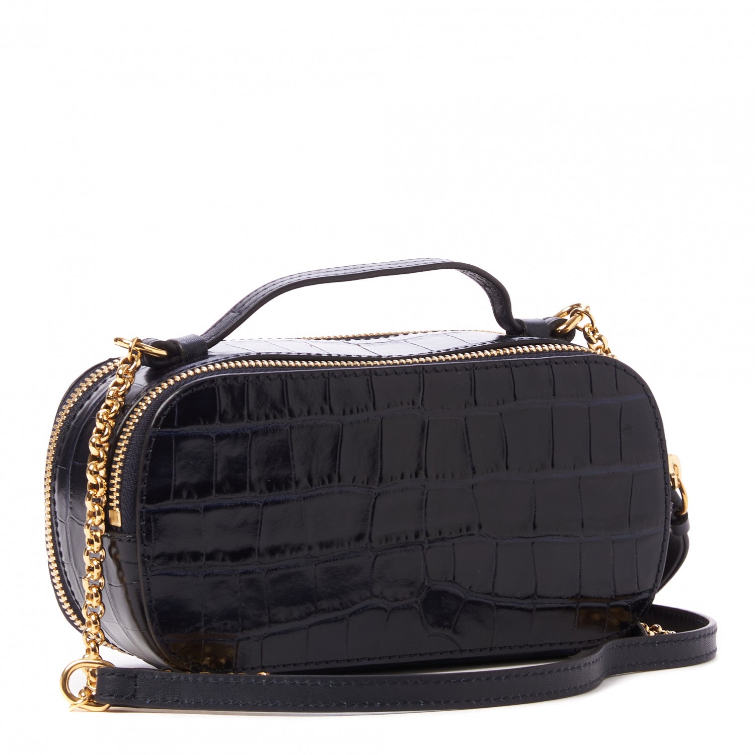 Chloe Calfskin Crocodile Embossed Mini C Vanity Bag Full Blue 2 of 8