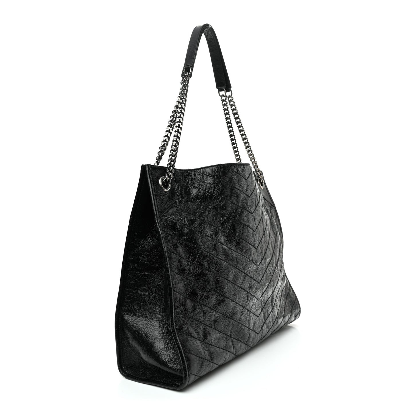 Crinkled Calfskin Matelasse Monogram Niki Shoulder Bag Black
