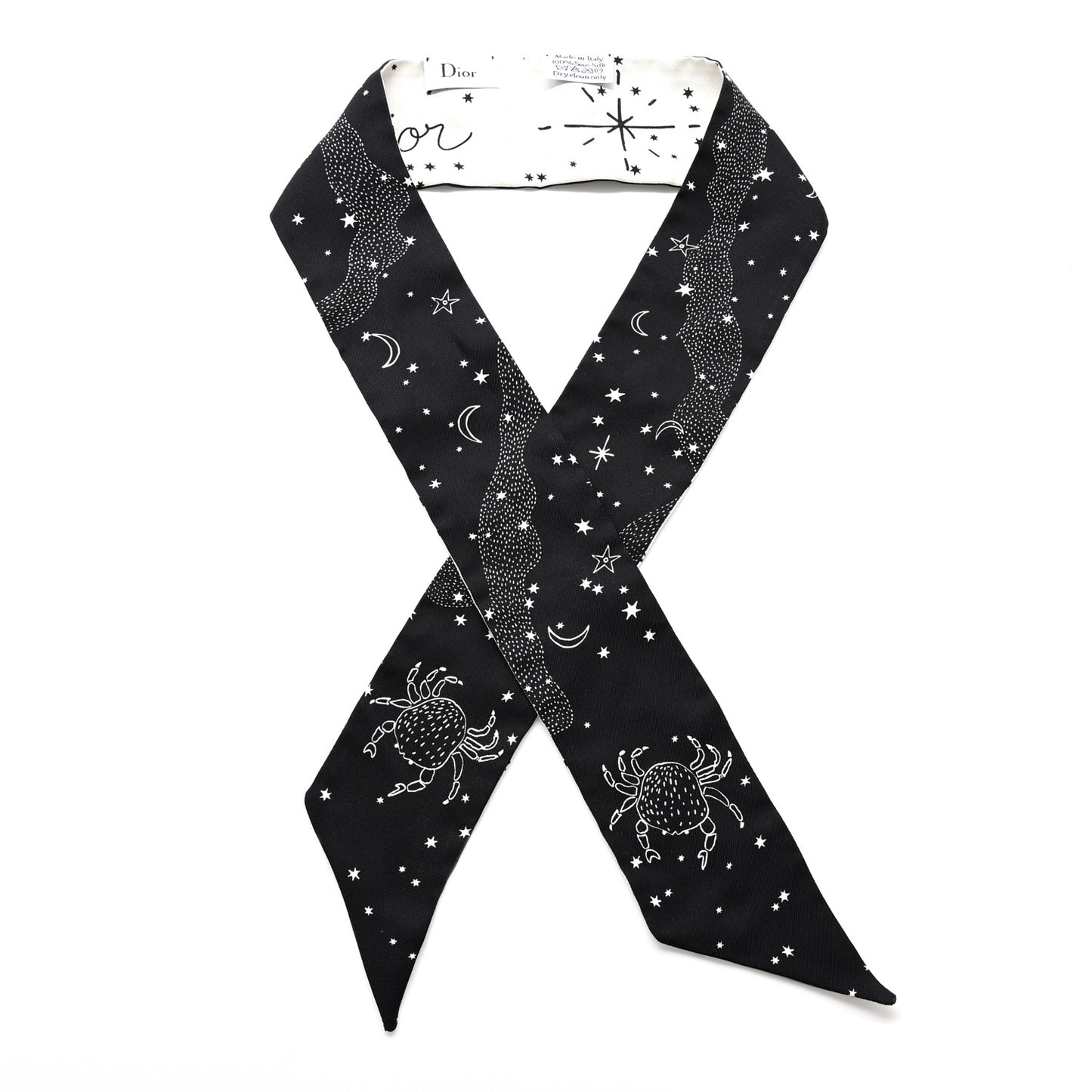 Silk Zodiac Cancer Mitzah Scarf Black