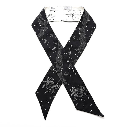 Christian Dior Silk Zodiac Cancer Mitzah Scarf Black 1 of 6