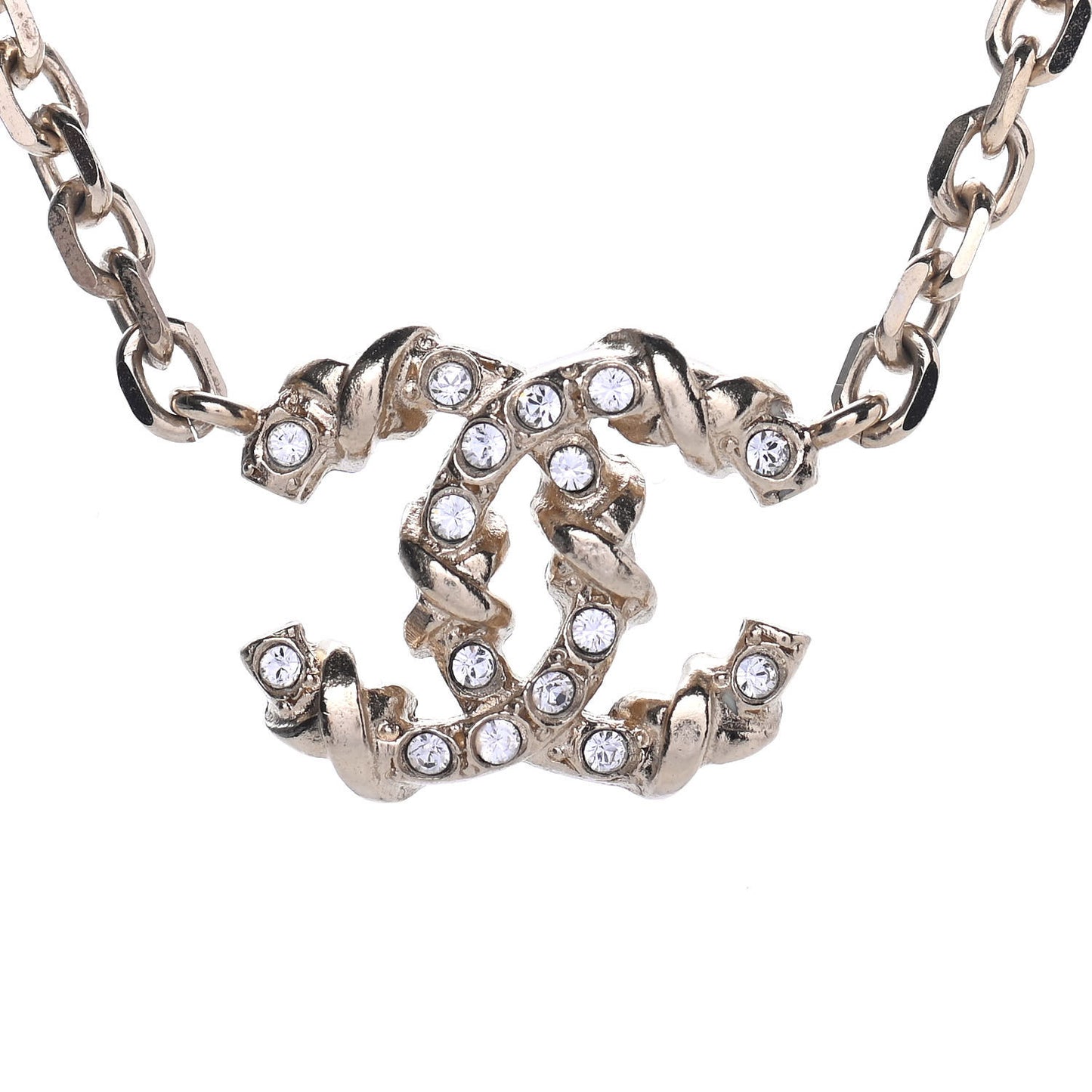 Crystal CC Pendant Chain Necklace Gold