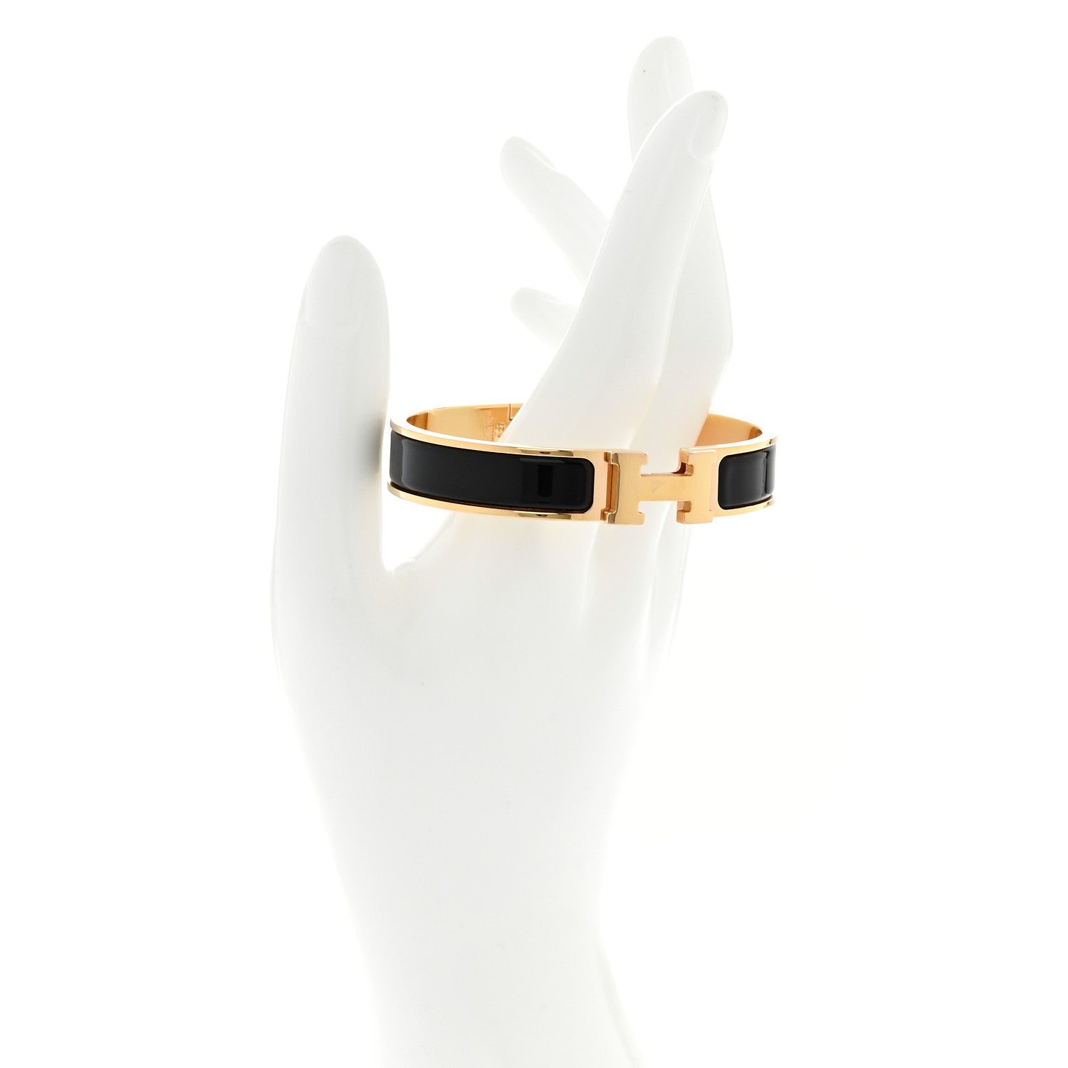Hermes Enamel Narrow Clic Clac H Bracelet GM Black 2 of 7