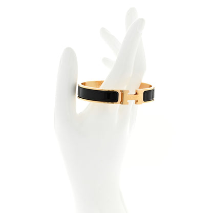 Hermes Enamel Narrow Clic Clac H Bracelet GM Black 2 of 7