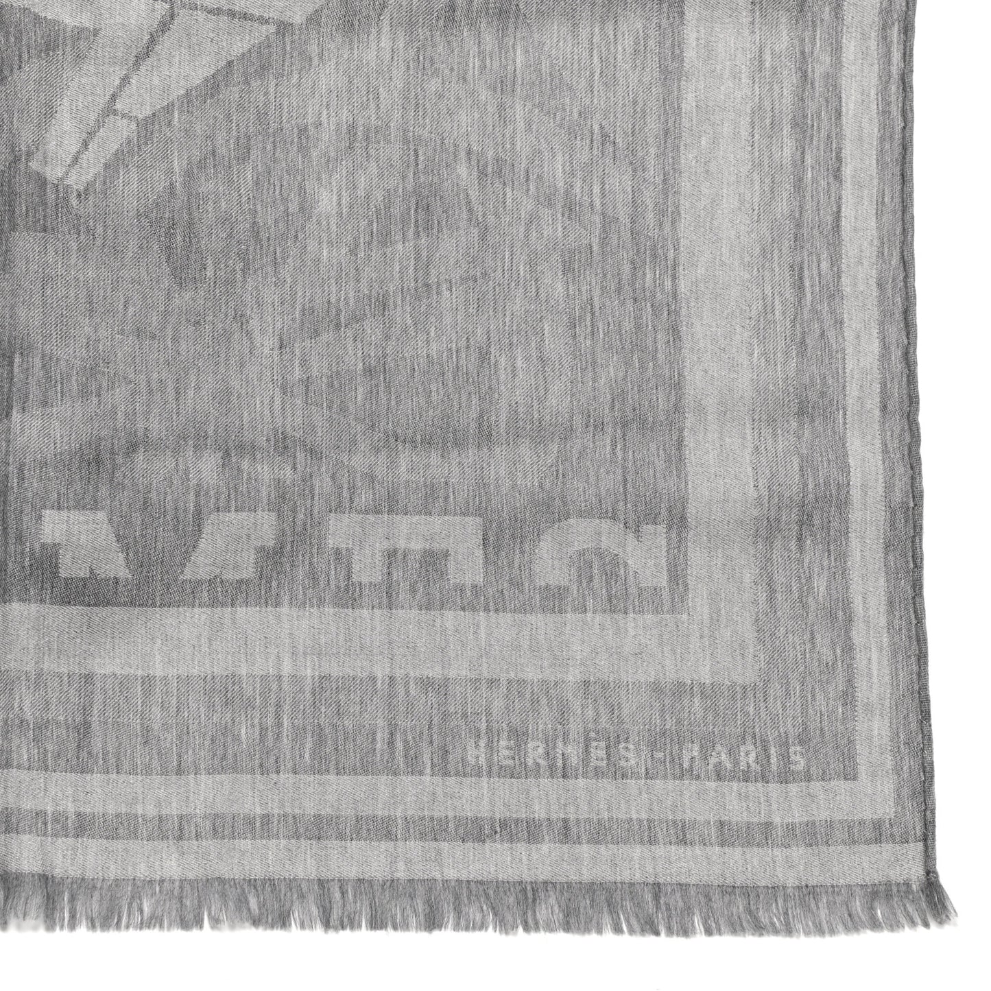 Wool Jacquard Puzzle II Muffler Gris Chine