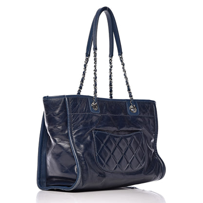 Chanel Glazed Calfskin Small Deauville Tote Blue 3 of 26