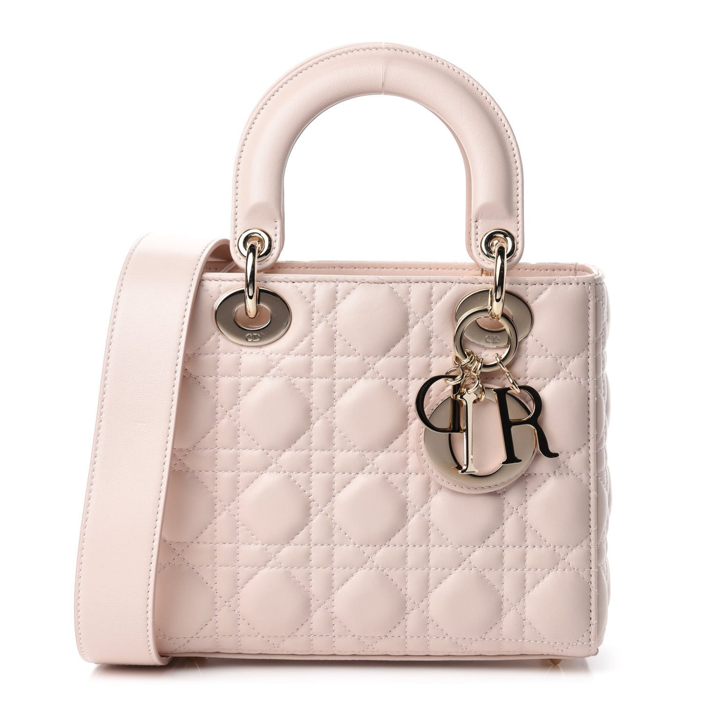 Lambskin Cannage Small Lady Dior Rose Poudre