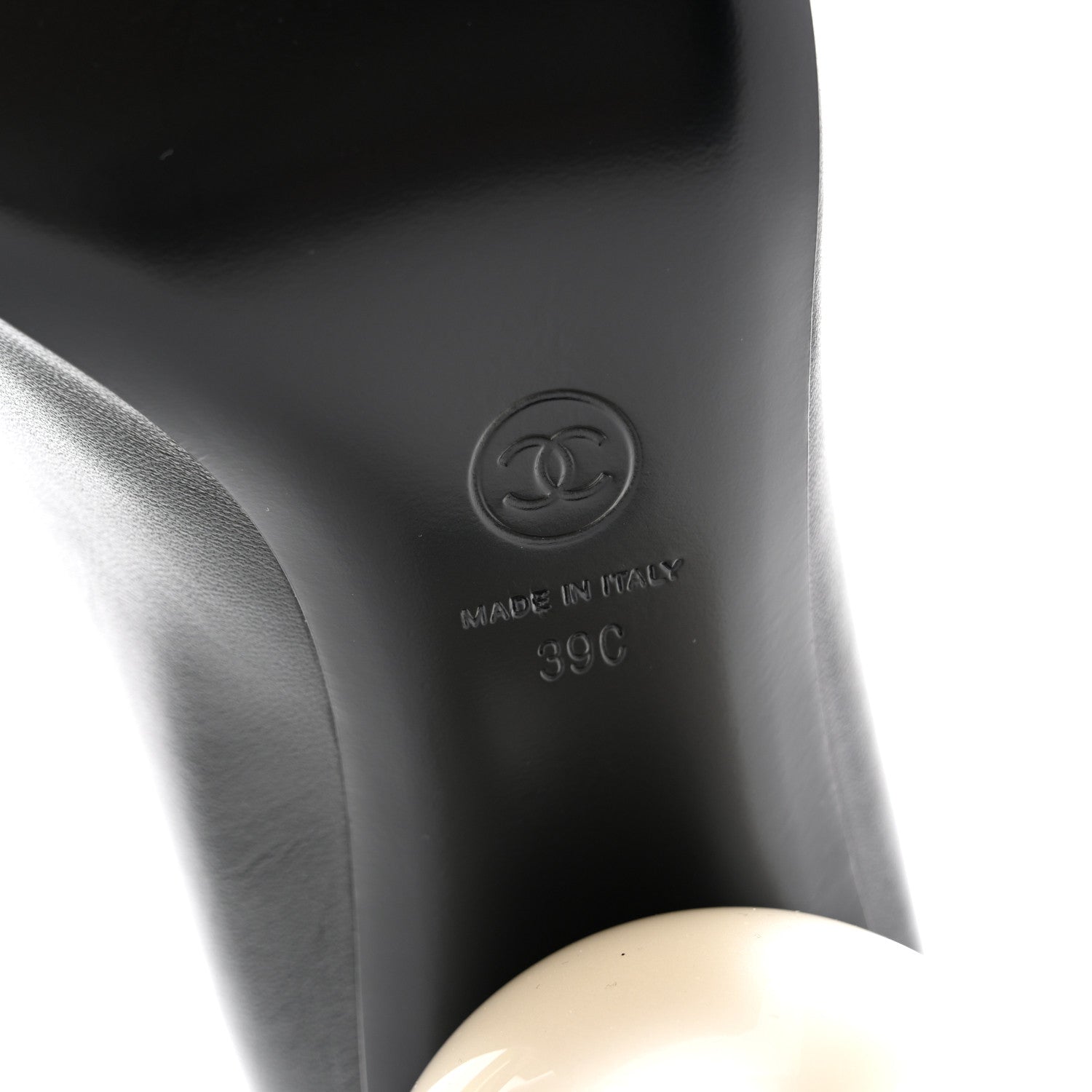 Chanel Lambskin Patent Cap Toe Pearl Ball Mary Janes 39 Black 9 of 10
