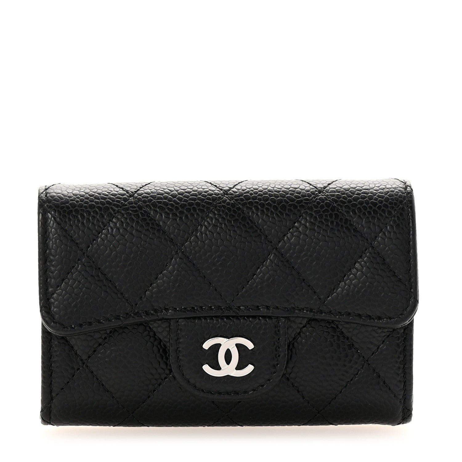 Chanel Caviar Quilted Flap Card Holder Wallet Black Black 1 of 8
