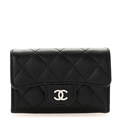 Chanel Caviar Quilted Flap Card Holder Wallet Black Black 1 of 8