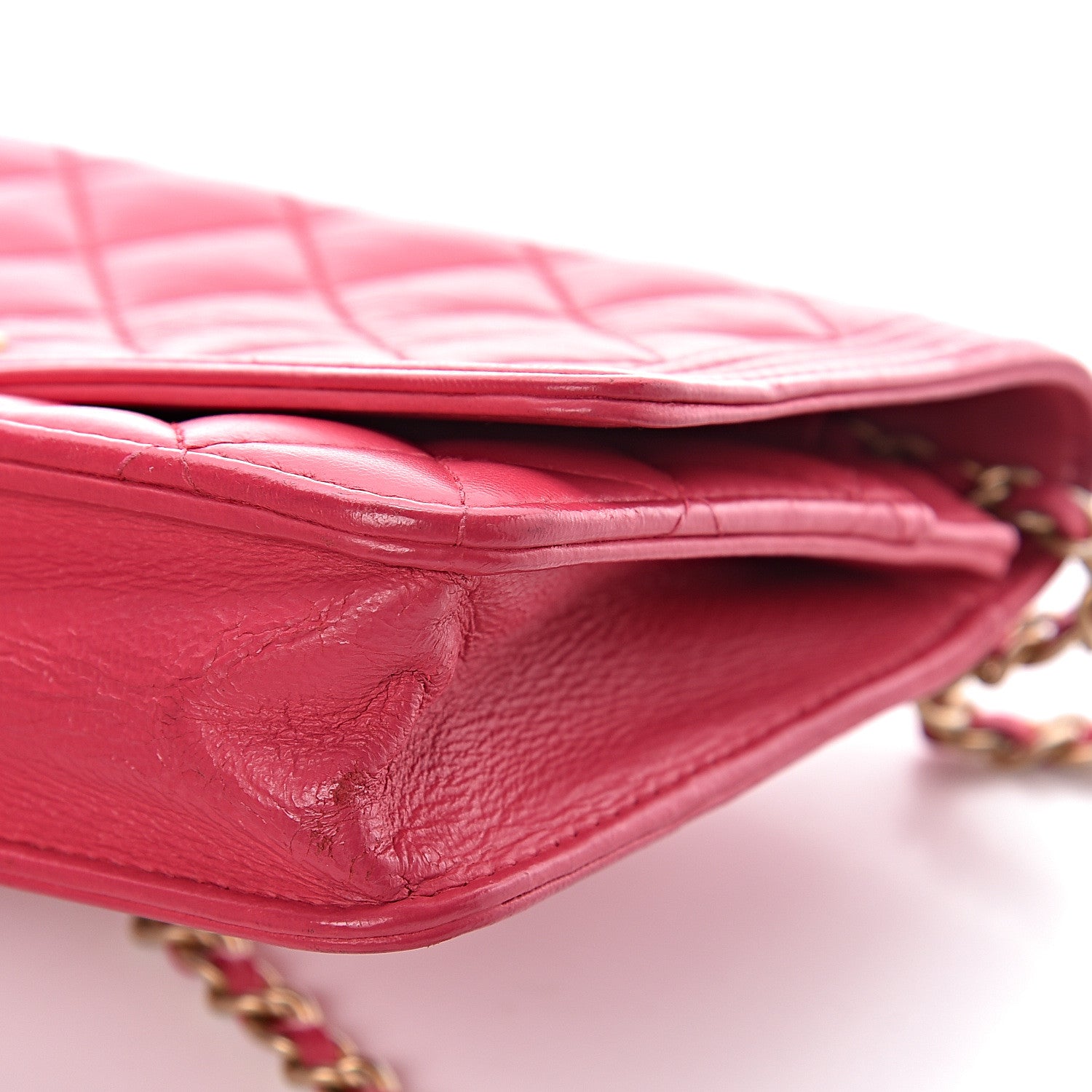 Chanel Lambskin Quilted Boy Wallet On Chain WOC Fuchsia 12 of 20