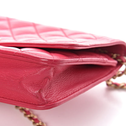 Chanel Lambskin Quilted Boy Wallet On Chain WOC Fuchsia 12 of 20