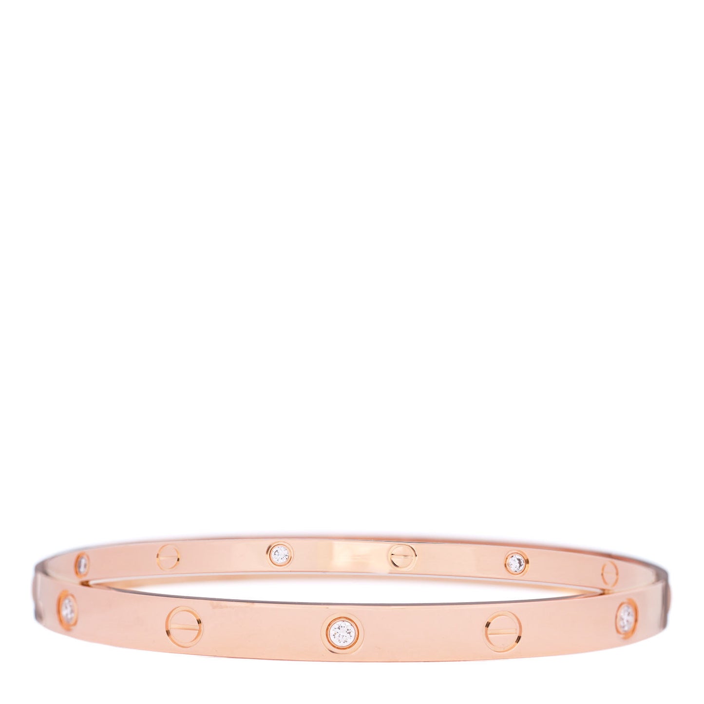 18K Pink Gold 12 Diamond Double LOVE Bracelet 19