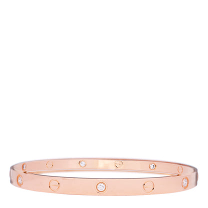 Cartier 18K Pink Gold 12 Diamond Double LOVE Bracelet 19 3 of 7